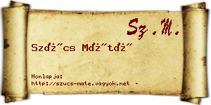 Szűcs Máté névjegykártya