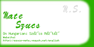 mate szucs business card